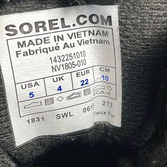 Sorel Snow Commander Warm Waterproof Black White Toddler Size 5 Fur Lined Boots - Picture 6 of 11